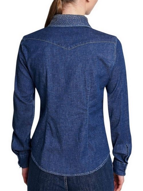 camicia donna in denim con borchie Camicetta Snob | 545P-31426225
